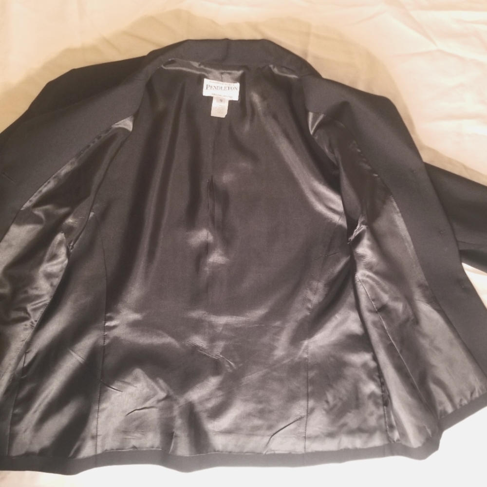 Pendleton Wool Black Blazer Jacket Lined 12 - image 4